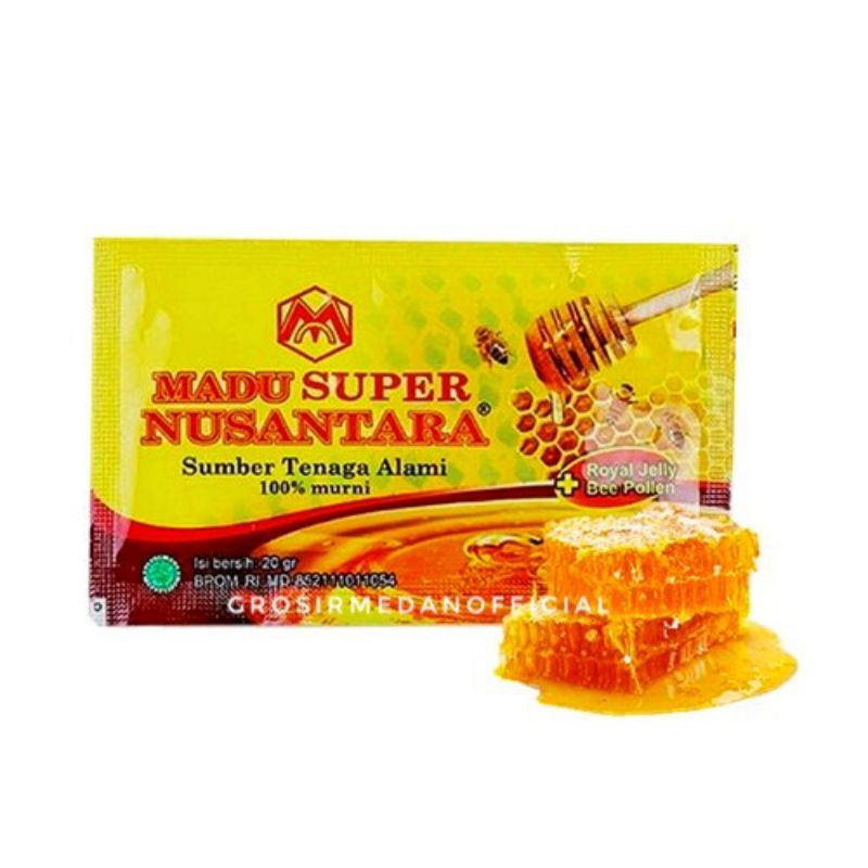 MADU NUSANTARA SUPER ISI 10S PER BOX - MADU ASLI MURNI KUALITAS SUPER - ROYAL JELLY DAN BEE POLLEN