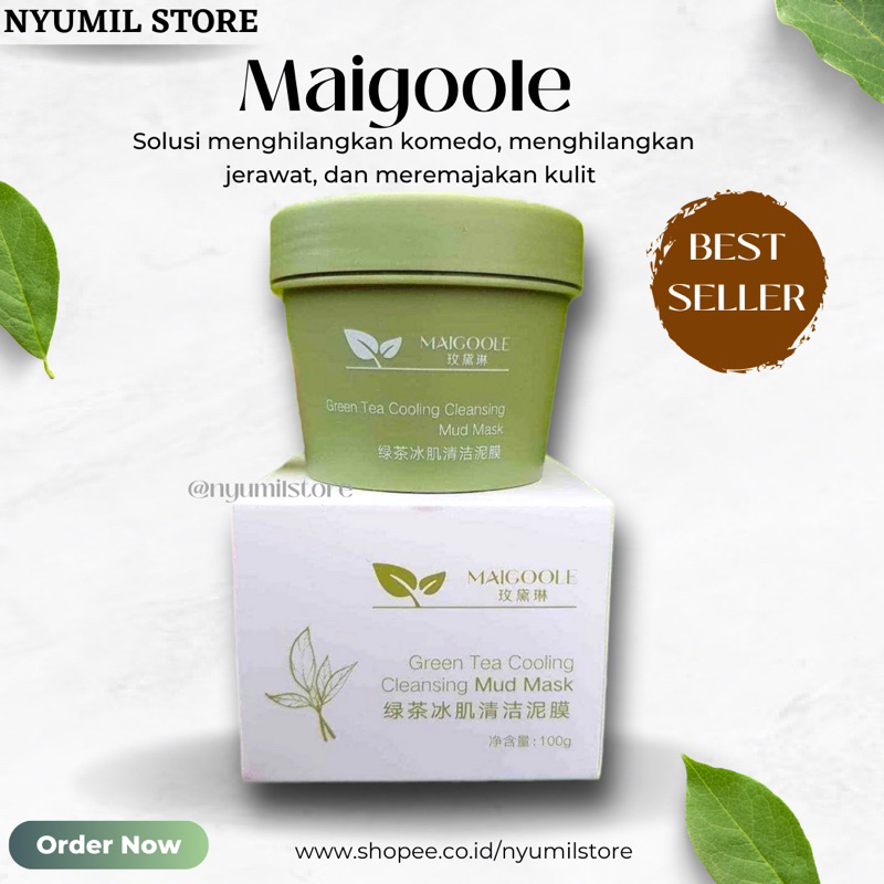 【BPOM】Maigoole Green Tea Clay Mask Masker Wajah Green Tea Pore Clean Clay Mask - 100gr Maiagoole Mai