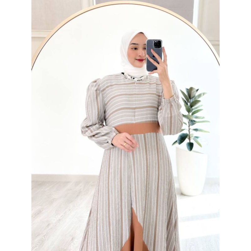 RIFYA RIHANA ONE SET Wanita Kekinian Celana Tunik Lengan Panjang Baju Premium Rayon Pakaian Setelan 