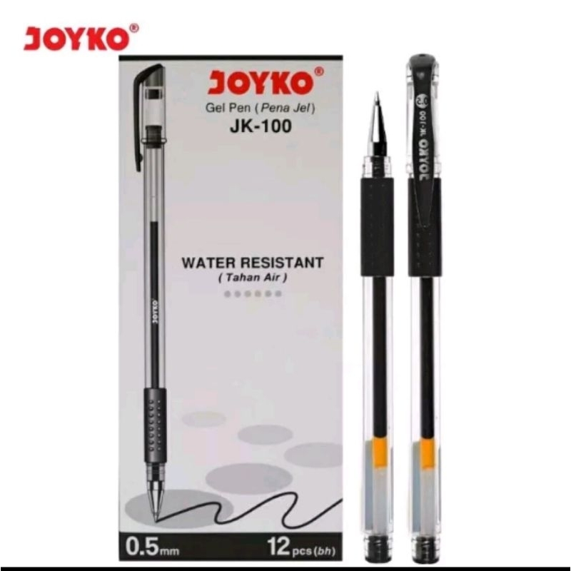 

Joyko Gel Pen JK-100 0.5mm Pulpen Pena Hitam 1 Pak Isi 12 Pcs
