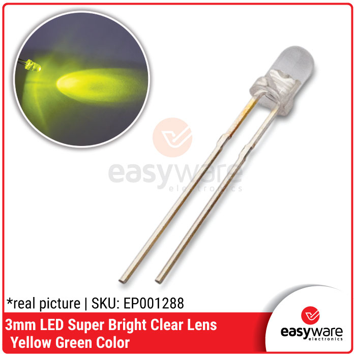 LED 3mm Super Bright Yellow Green 3mm LED Superbright Yellow Green LED F3 mm Yellow Green