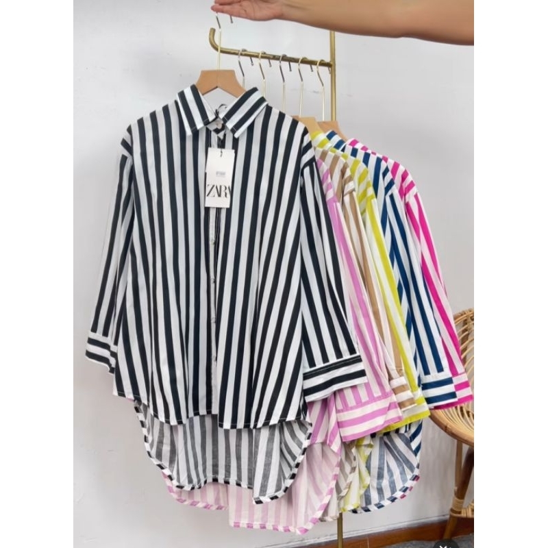 kemeja katun salur zara prenium silang blakang