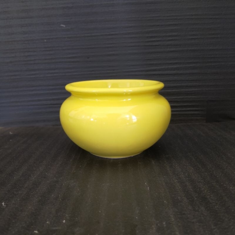 POT KERAMIK GENTONG MINI YELLOW