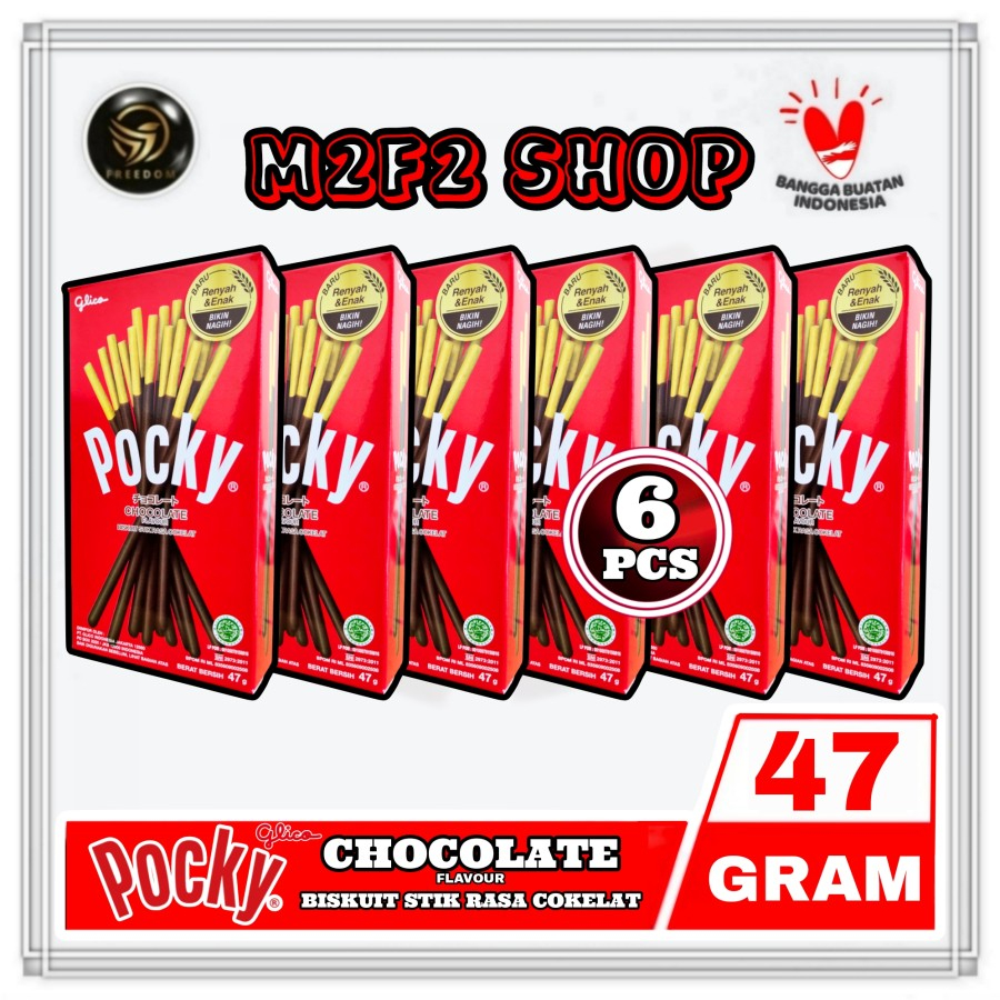 

Glico Pocky Biskuit Cokelat Original Stik | Chocolate Flavour - 47 gr (Kemasan 6 Pcs)