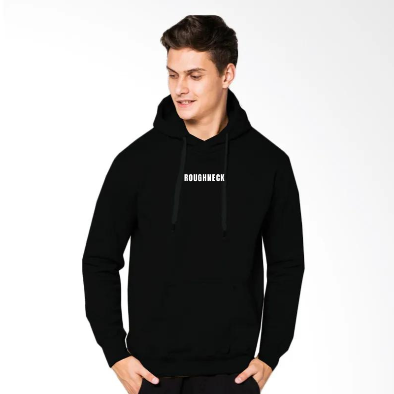 Sweater Hoodie Roughneck Hitam Sablon Teks Premium / Sweatshirt Roughneck /Jaket Roughneck