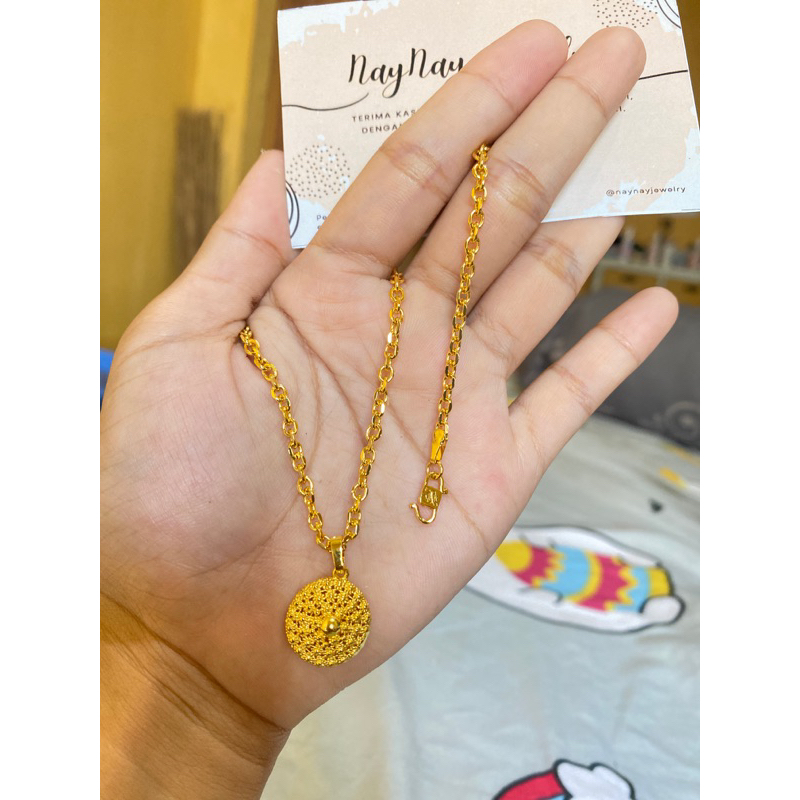 Kalung Medan 2 Suku &amp; liontin warna 24k