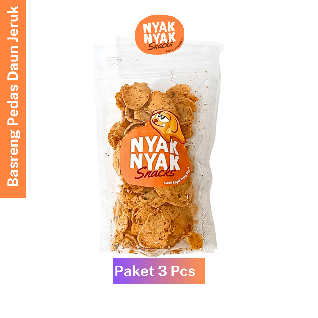 

Basreng Pedas Daun Jeruk Cemilan Makanan Ringan Nyak Nyak Snacks 100 Gram Isi 3 Khas Kudus Kota Kretek