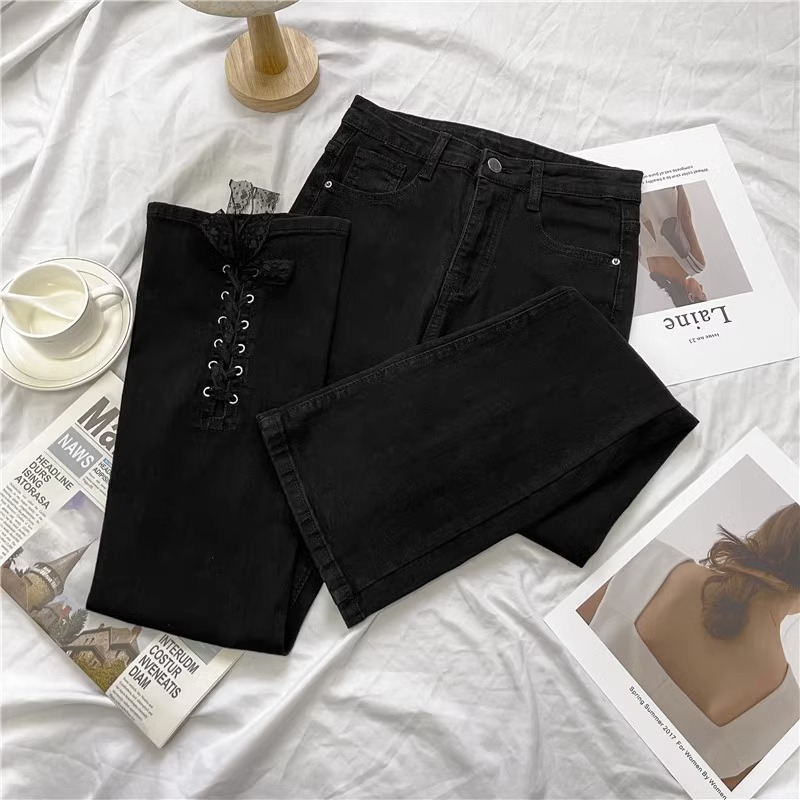 Korea Cutbray Jeans Terbaru / Highwaist Ada Melar Skinny Celana Jeans Wanita