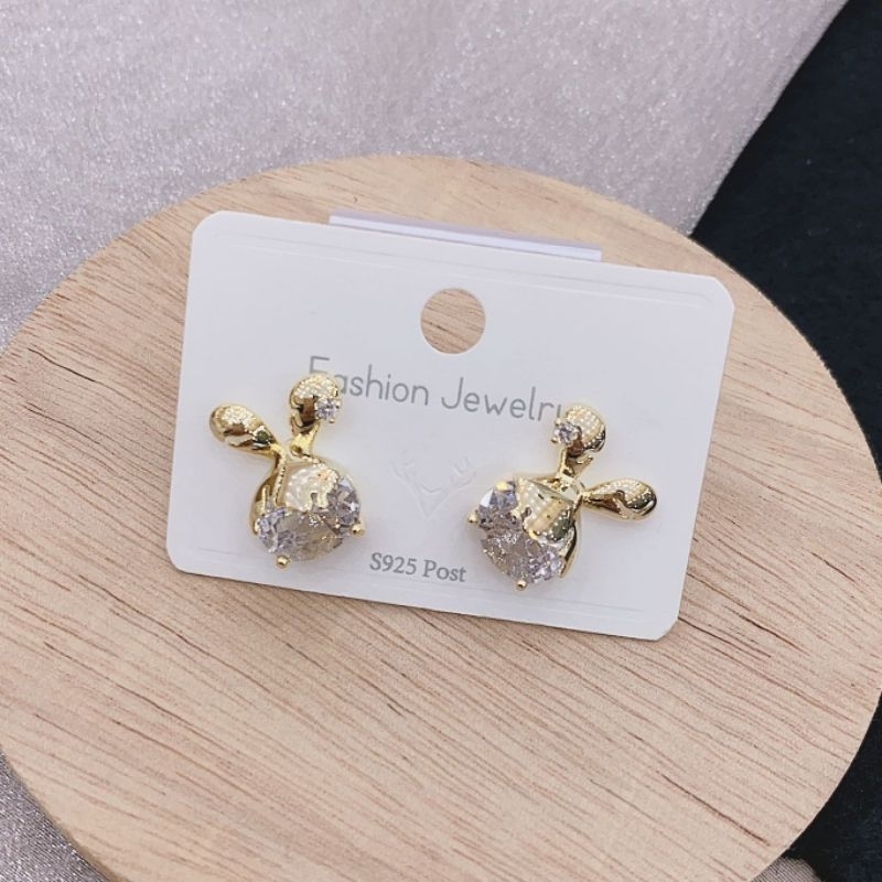 Anting Silver925 perak Anting zircon mata tanam Kilau mirip emas asli Premium Quality  Anti Karat Anti Alergi Earring at507