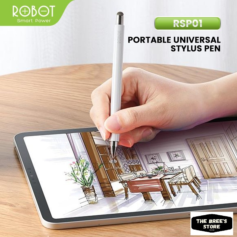 ROBOT RSP01 Universal 2 in 1 Capacitive Stylus Pen for Mobile and Tablet PC White - Garansi 1 Thn