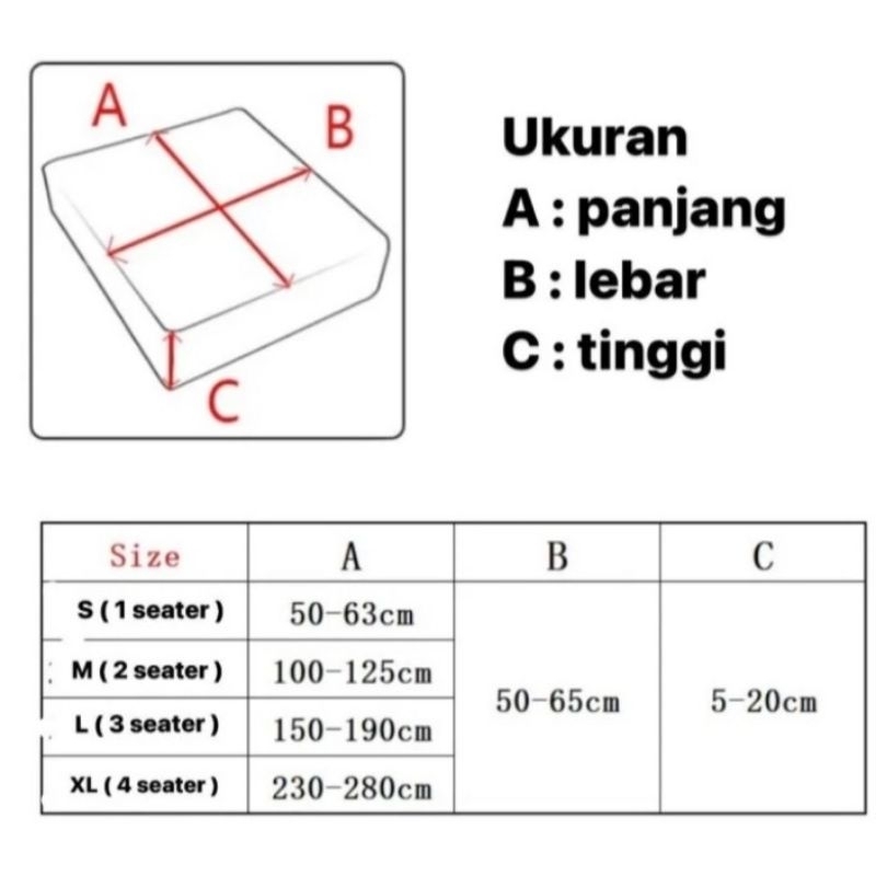 RB Sarung Dudukan Sofa Elastis 1.2.3 / Cover Dudukan Sofa