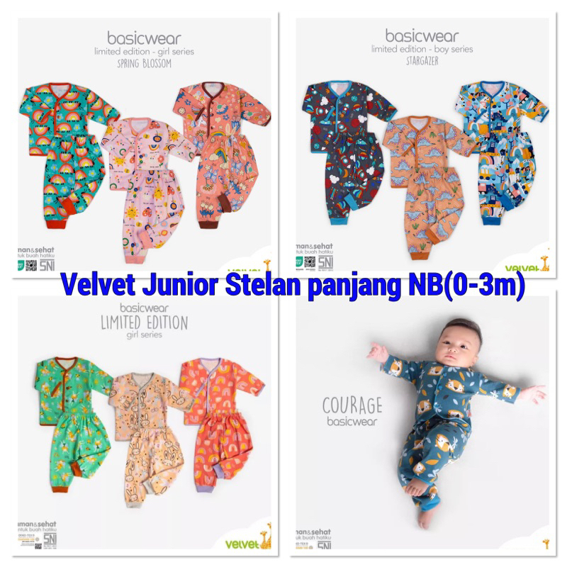 Setelan Panjang VELVET JUNIOR Newborn Spesial Katun