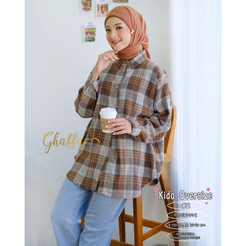 KIDO OVERSIZE #2 BY GHAFFA THE LABEL / BLOUSE BAHAN FLANEL IMPORT / Atasan wanita jumbo LD 130