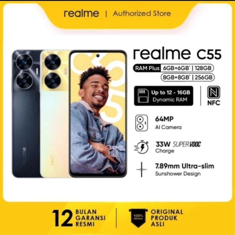 Realme C55 NFC 6/128+8/256 Garansi Resmi - Black 6/128