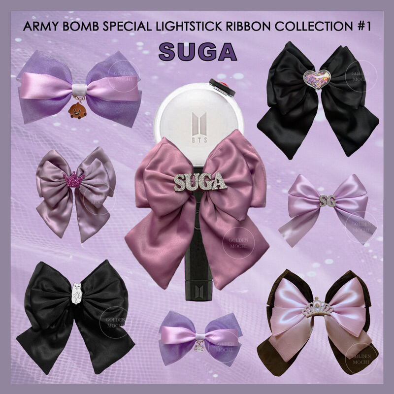 SUGA Min Yoongi Edition | Pita Lightstick Ribbon BTS Army Bomb Purple Lilac Black | Golden Mochi Kpo