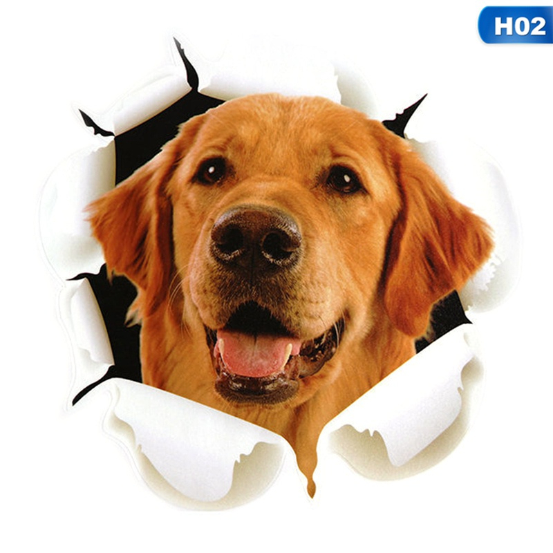 Stiker Anjing kucing lucu 3D aksesoris mobil dan dekorasi dinding rumah Sticker gambar binatang nyat