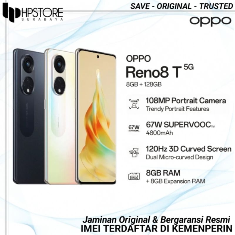 Oppo Reno 8T 5G Ram8/128Gb New Original &amp; Bergaransi Resmi Oppo Seindonesia