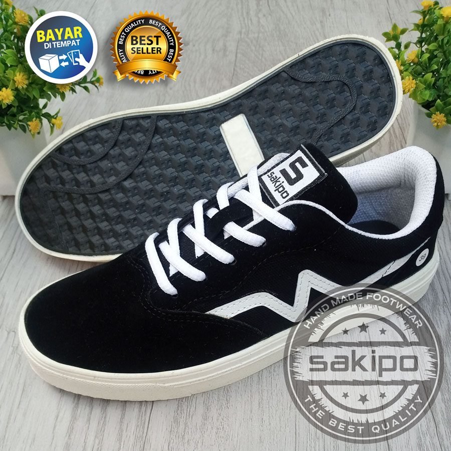 PROMO 6.6 !!  SEPATU SNEAKERS REMAJA KARET HITAM PUTIH / SNEAKERS PRIA SOL KARET LENTUR / SNEAKERS SKATEBOARD PRIA / SEPATU REMAJA GAUL HANGOUT / SEPATU SEKOLAH SMA KULIAH / SEPATU ORIGINAL / SAKIPO