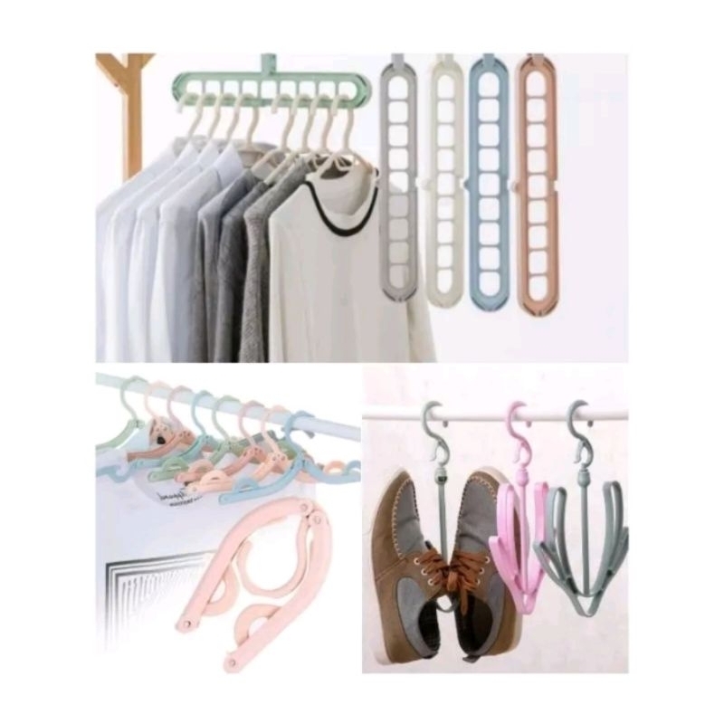 GANTUNGAN HANGER 9IN1 / HANGER LIPAT GANTUNGAN BAJU / HANGER SEPATU