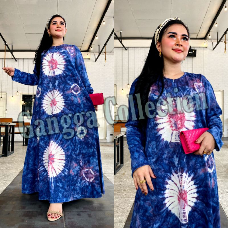 Daster Kaos Jumbo Kekinian Abstrak Lengan Panjang Resleting Depan Busui Adem Batik Pekalongan