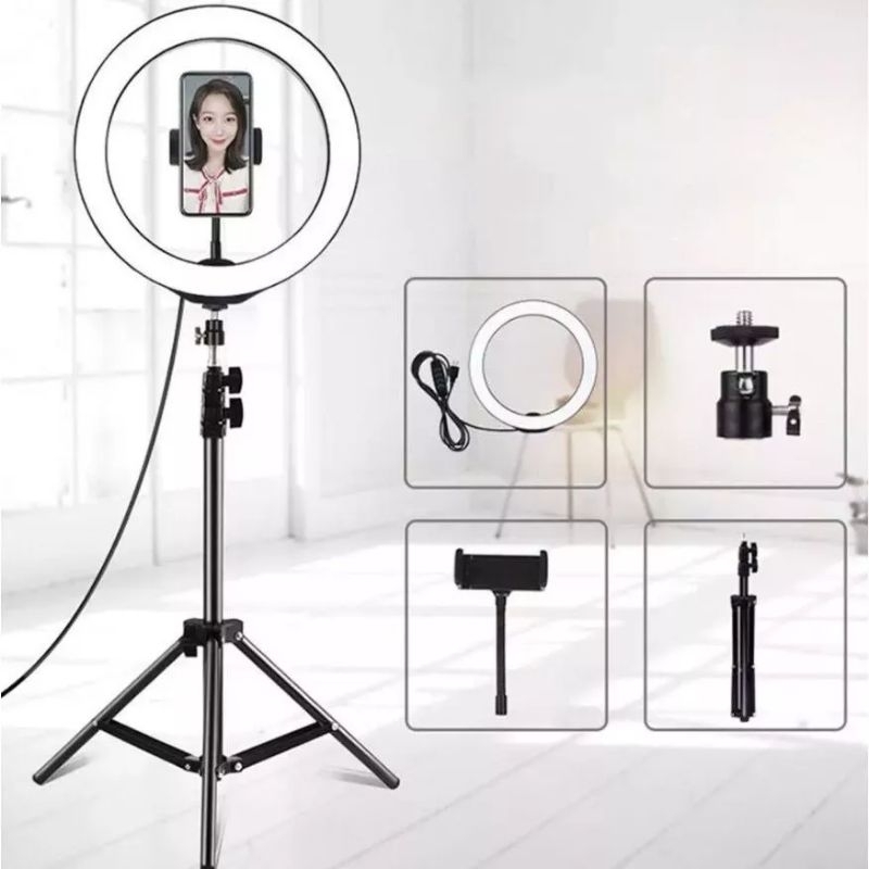 Fani acc tripod ringligh 2M lampu 26cm remote stand holder dudukan hp termurah original dijamin kuat tripod plus remote lampu tripod 2m lampu 26cm 3 mode remote