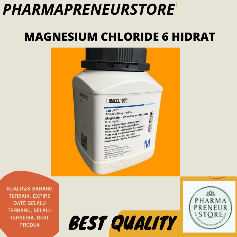 MAGNESIUM CHLORIDE HEXAHYDRATE / MAGNESIUM KLORIDA HEKSAHIDRAT PRO ANALISA 5 DAN 10 GRAM MERCK BEST QUALITY