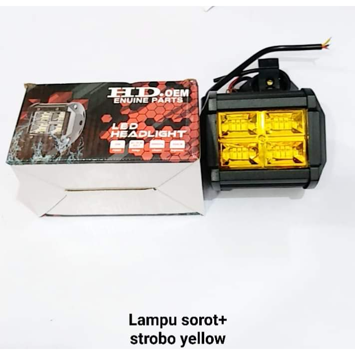 Lampu Sorot Kuning + Strobo  Mobil/Motor/Kereta