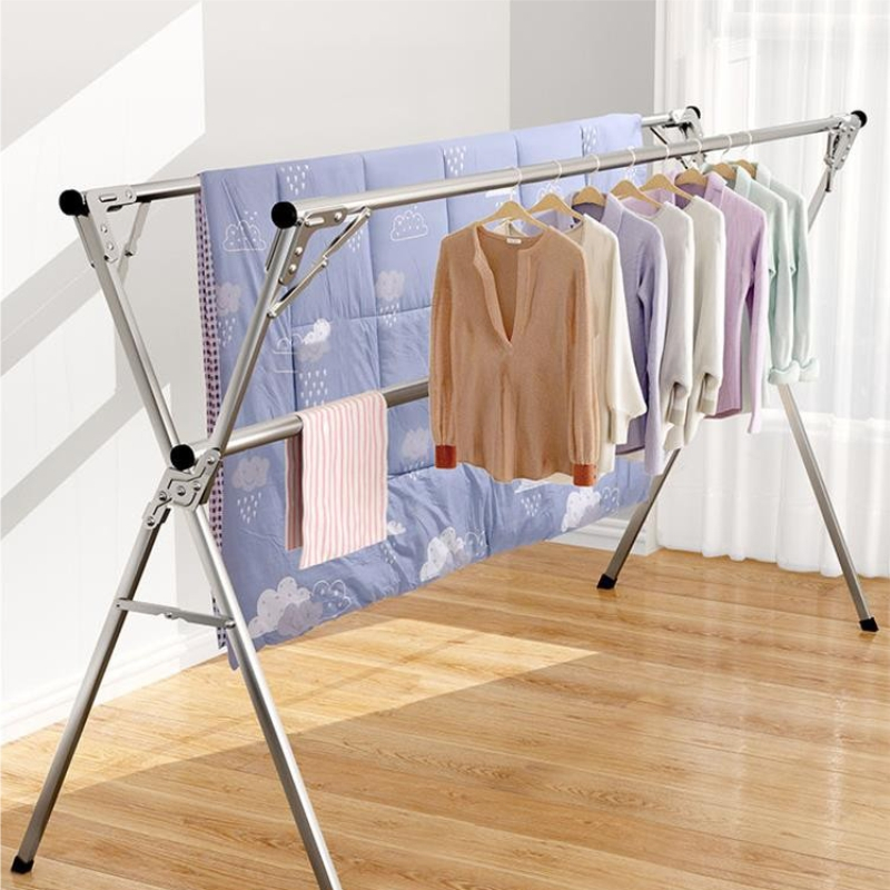 Jemuran Baju Lipat Stainless Steel Jemuran Pakaian 240cm Tempat Jemuran Baju Jemuran hanger Portable -Wonderdekorasi