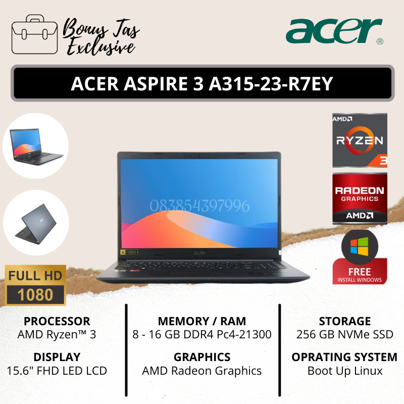 SALE!! ACER ASPIRE A314-22-R7EY AMD RYZEN 3 | 8GB / 12GB / 16GB | 256GB SSD | 15.6&quot; FHD | BLACK | BONUS TAS