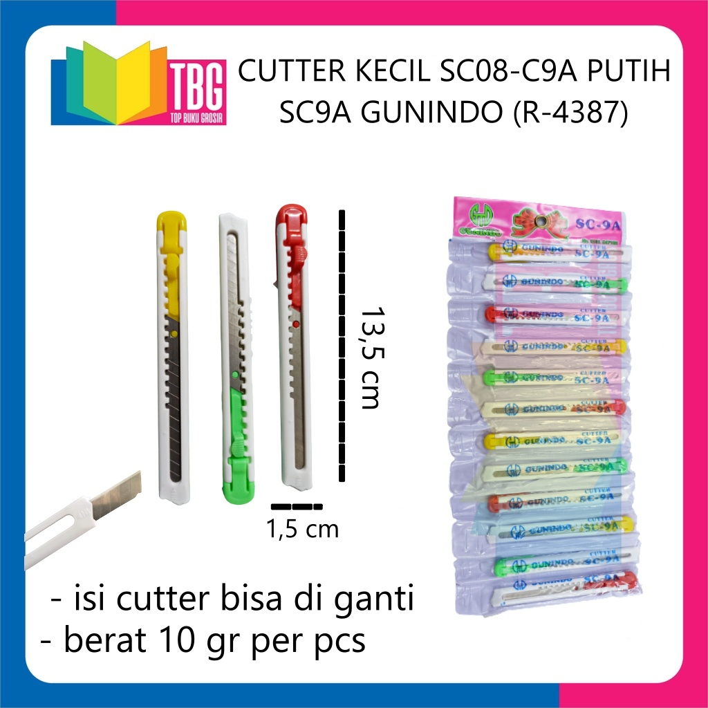 

1 PCS CUTTER KECIL SC08-C9A PUTIH SC9A GUNINDO CUTER PEMOTONG KERTAS (R-4387)