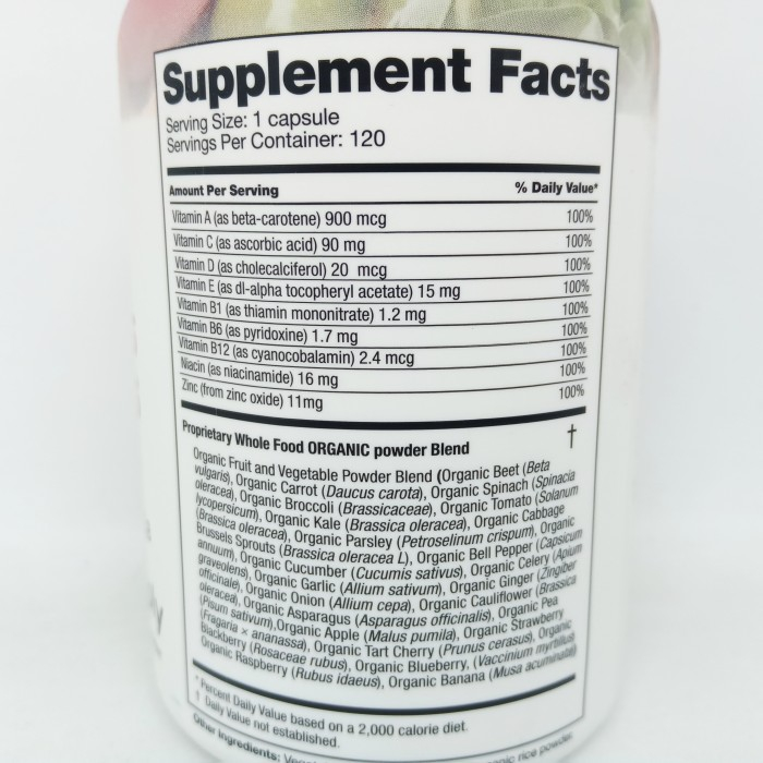 Feel Good Vita Fruit + Veggies 100% Vitamin A C D E B &amp; Zinc 120 Vcap