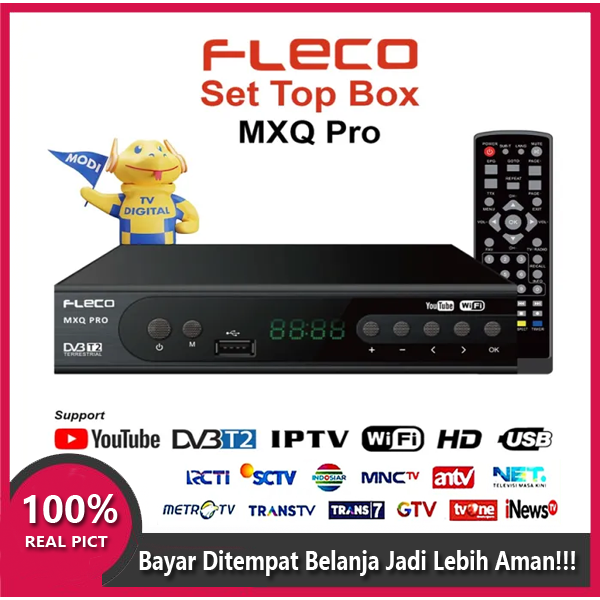 STB Set Top Box FLECO MXQ PRO / STB TV Digital Receiver Penerima Siaran Full HD