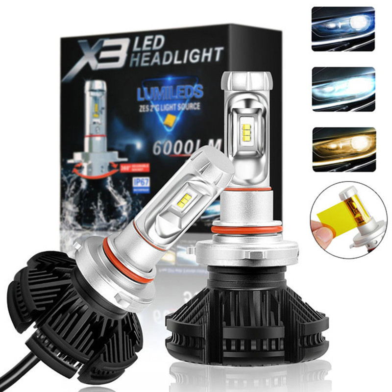 LAMPU UTAMA DEPAN LED X3 H4 3 WARNA MOBIL AVANZA-XENIA-AGYA-AYLA-CALYA-SIGRA-JAZZ-FREED-RUSH OLD-TER