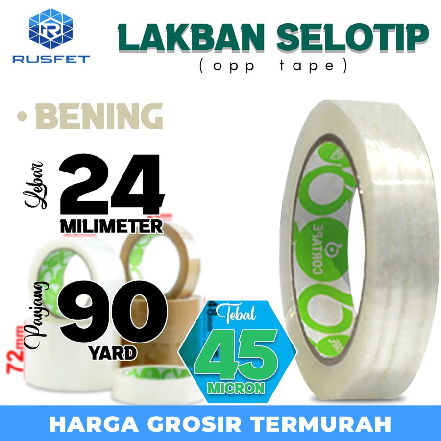 

Lakban BENING 24mm x 90yard Cortape Plakban isolasi OPP Tape / Satuan