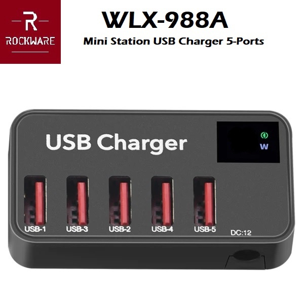 ROCKWARE WLX-988A - Mini Small Household USB Charger 5-Port 40W MAX