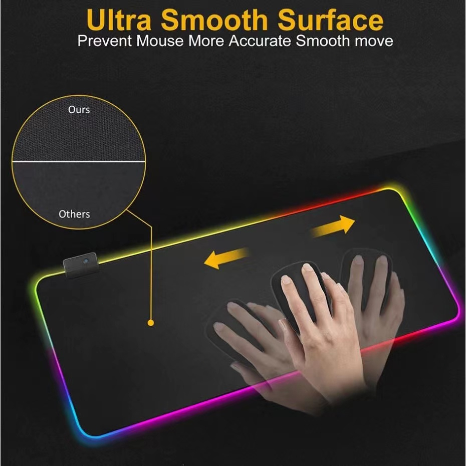 Pad tetikus Ukuran Besar Dengan Pad Tetikus LED Dasar Non Slip Adhesive Keyboard Komputer Pad Tetikus USB