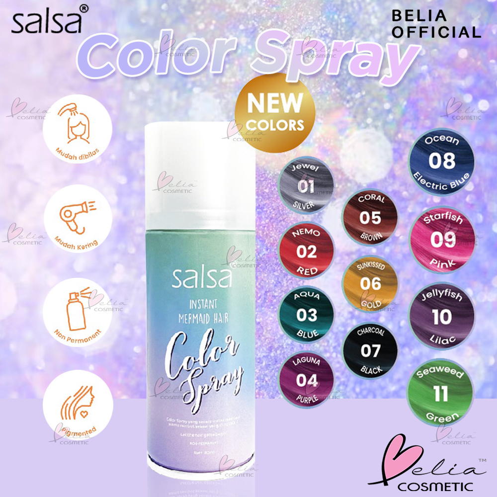 ❤ BELIA ❤ Salsa Instant Mermaid Hair Color Spray 80ml ✔️BPOM cat rambut semprot non permanen