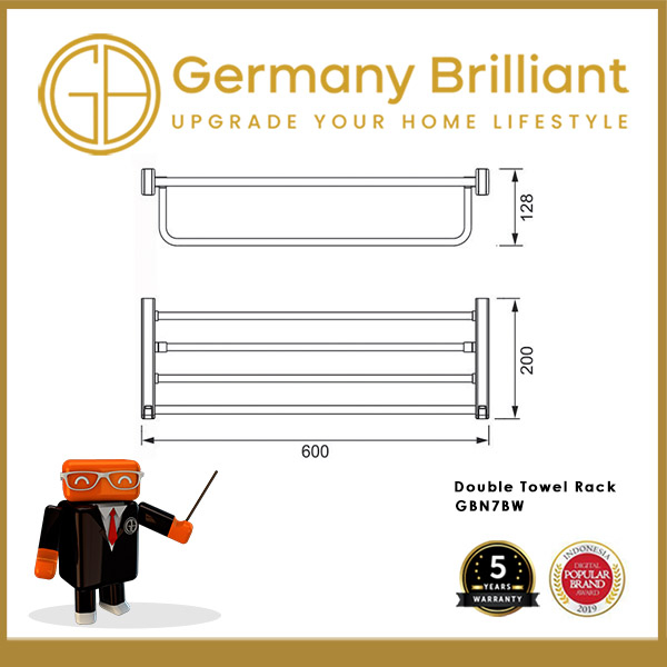 GERMANY BRILLIANT DOUBLE TOWEL RACK GBN7BW