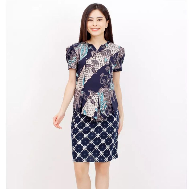 dress batik wanita A043-018 - bahan batik stetch