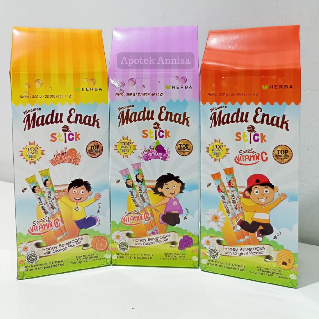 

Madu Enak Stik Rasa Original, Jeruk, Anggur Box Isi 20