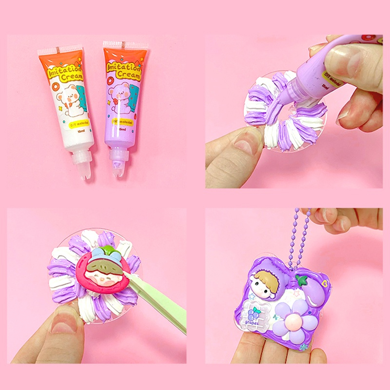 

RB Kotak Indah Kartun Cream Gum Stiker Bahan Kartu Guka Siswa Deco DIY Decals Aksesoris Set