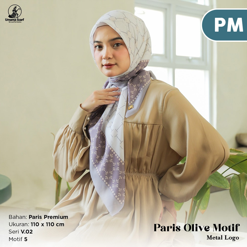 Hijab Segi Empat Umama Voal Paris Olive Premium - Jilbab Seragam Segiempat Kerudung