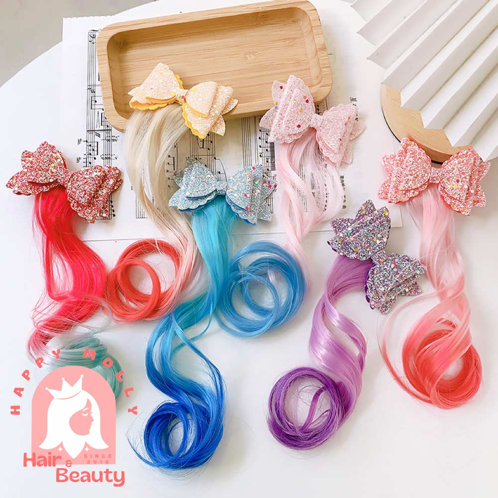 Jepit Rambut Highlight Palsu - Curly - Hiasan Anak Perempuan Korea - Pita Princess W8198 ( Group )