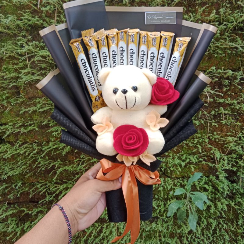 (PREMIUM) BUKET BONEKA DAN SANCK / buket wisuda / buket bunga flanel / buket snack / buket boneka