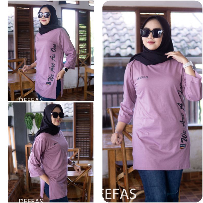 STIK BALIK 03√ ATASAN KAOS Wanita Fashion Lengan Panjang STIK BALIK JAHITAN BELAH PINGIR Bahan Katun Kombet 20sJAHITAN TANGAN DI STIK BALIK UKURAN TANGAN 7/8 BELAH PINGGIR