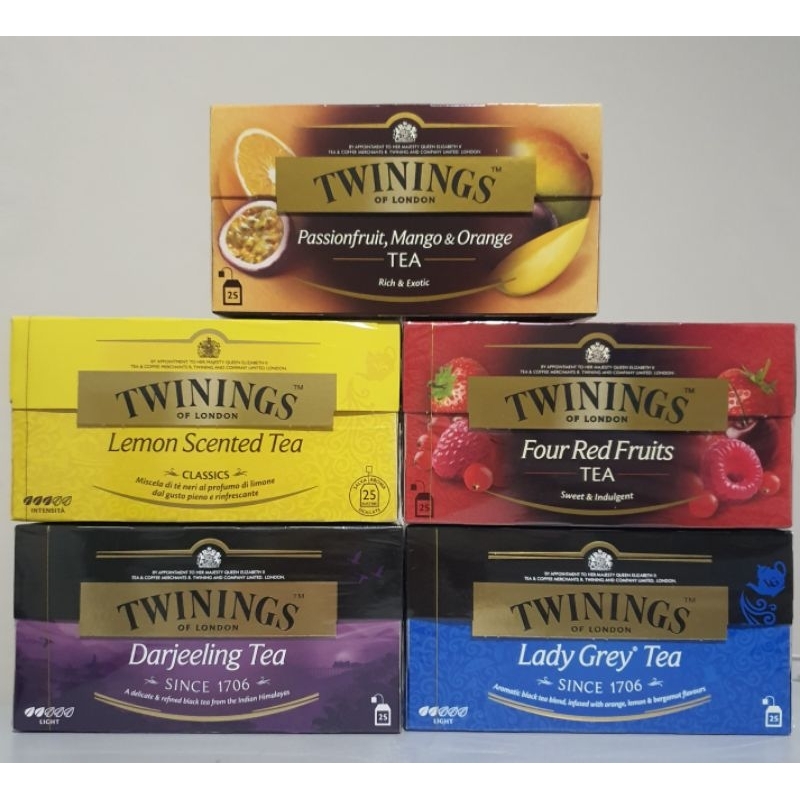 

Twinings Passionfruit, Mango&Orange Tea , Twinings Darjeeling Tea , Twinings Four Red Fruits Tea , Twinings Lady Grey Tea , Twinings Lemon Scented Tea dijual eceran