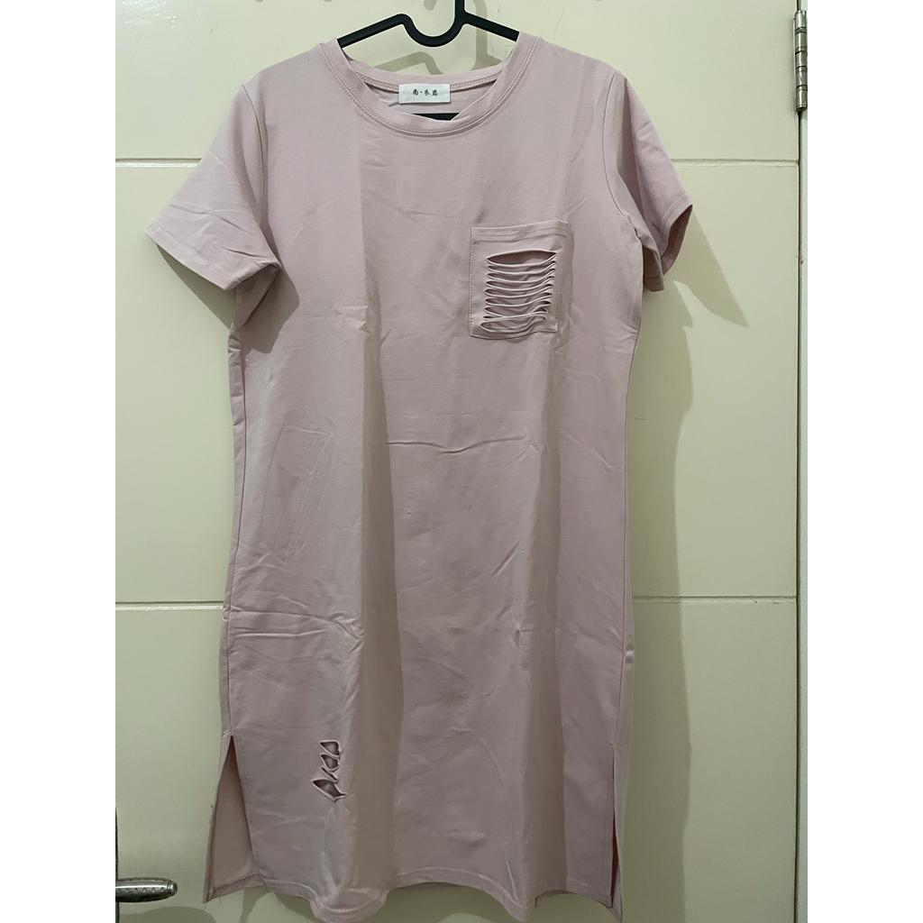 PRELOVED DRESS PENDEK WANITA MERAH MUDA / OVERSIZED PINK DRESS