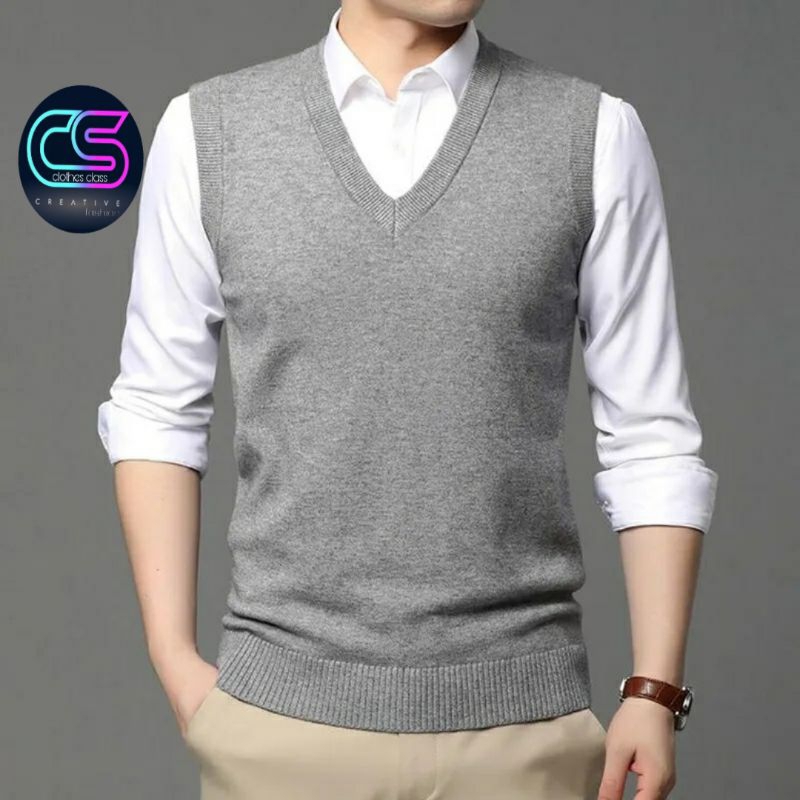 Rompi Pria / Vest Rajut V-neck Slimfit