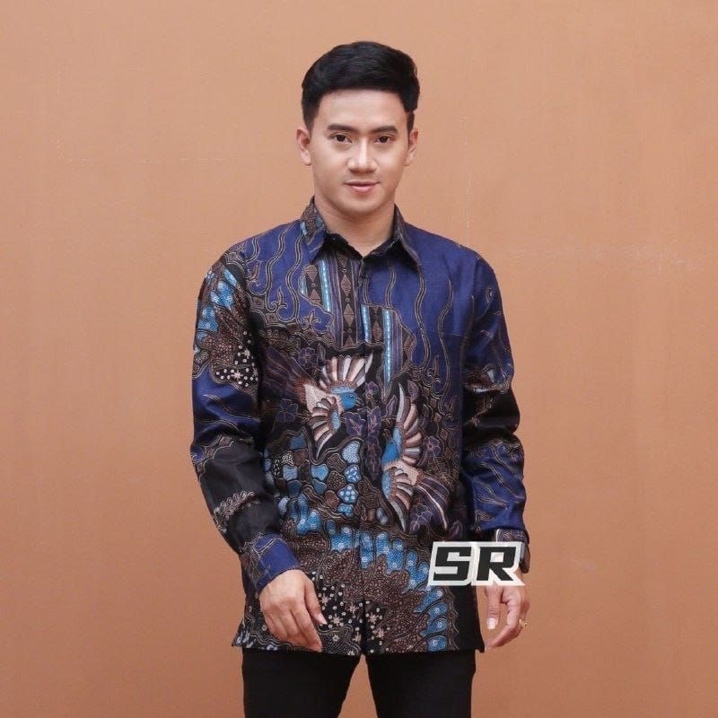 Kemeja Batik Pria Modern Lengan Panjang Casual Modis Slim Fit Trendy