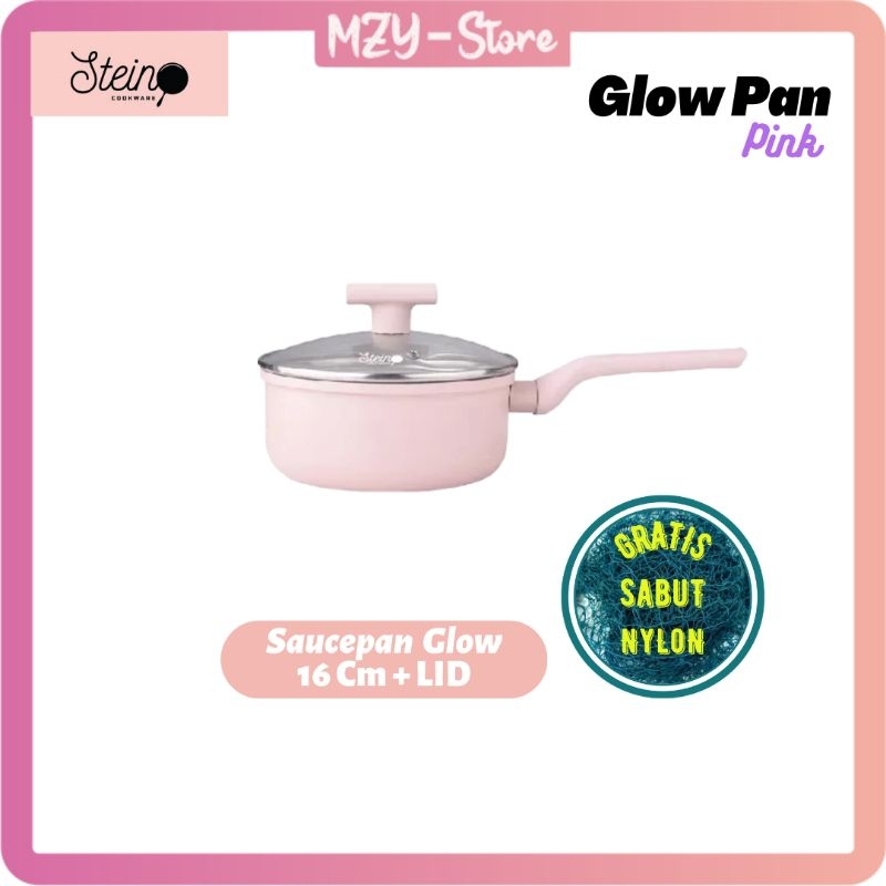 Stein Saucepan 16 cm Glow Violet Blue Pink (FREE Nylon) Steincookware Sauce pan 16 Blue Glowpan Saucepan 16 Cm + LID (Tutup) Sauce Pan Glow Pan Pink